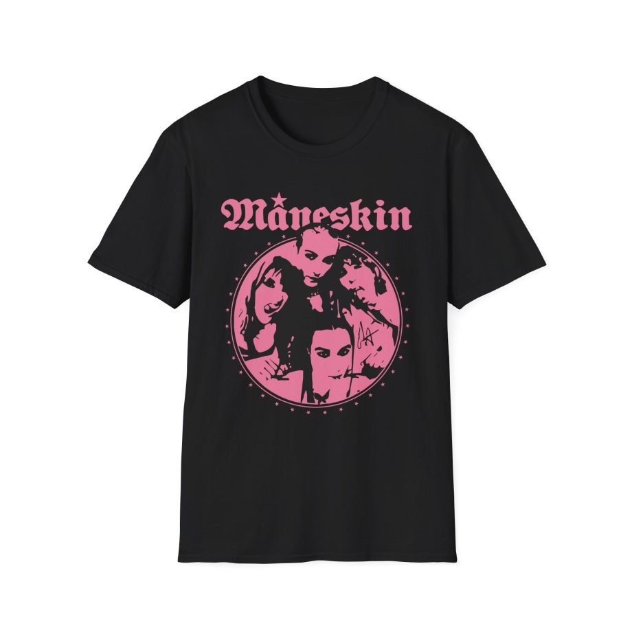 Maneskin Pink Fisheye Band Unisex Softstyle T-Shirt