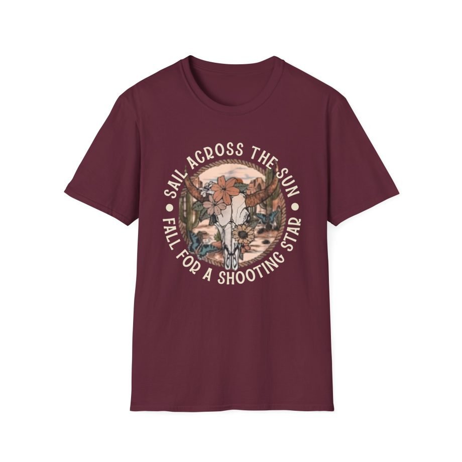 Sail Across the Sun Fall for a Shooting Star Country Skull unisex softstyle t-shirt