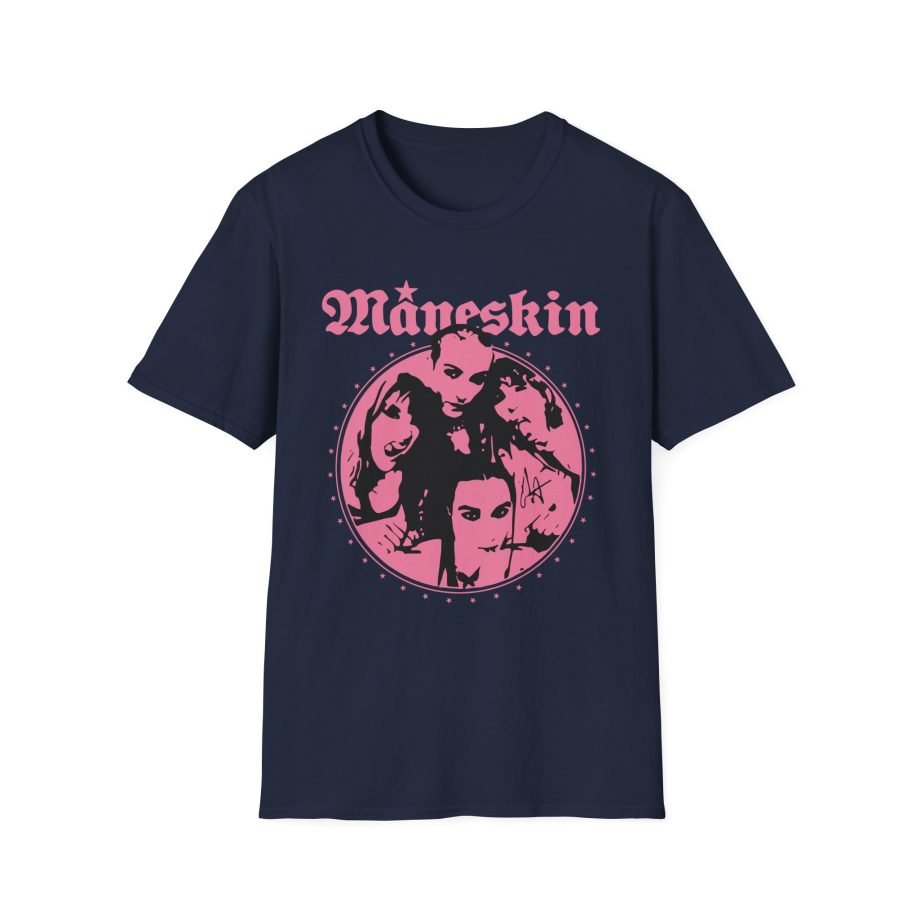 Maneskin Pink Fisheye Band Unisex Softstyle T-Shirt
