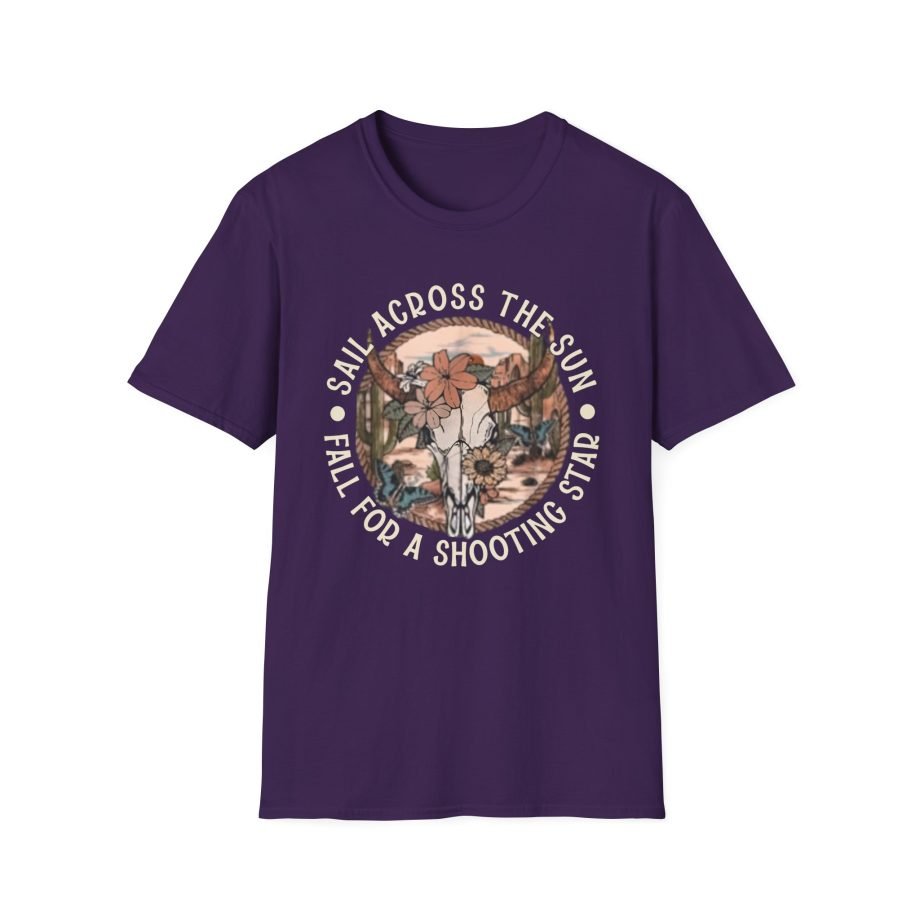 Sail Across the Sun Fall for a Shooting Star Country Skull unisex softstyle t-shirt