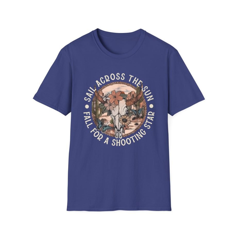 Sail Across the Sun Fall for a Shooting Star Country Skull unisex softstyle t-shirt