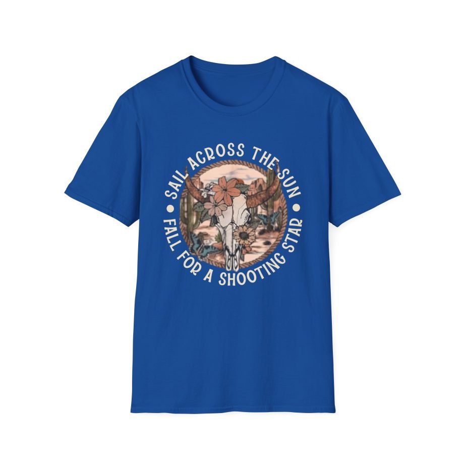 Sail Across the Sun Fall for a Shooting Star Country Skull unisex softstyle t-shirt