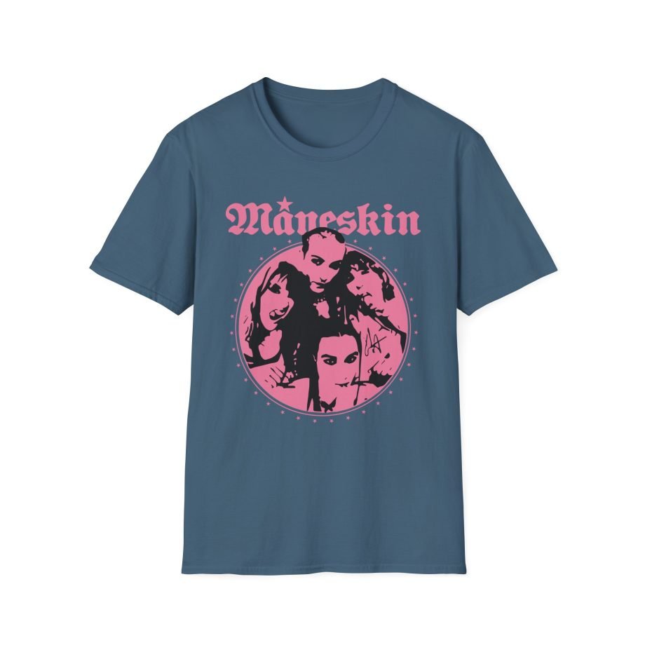 Maneskin Pink Fisheye Band Unisex Softstyle T-Shirt