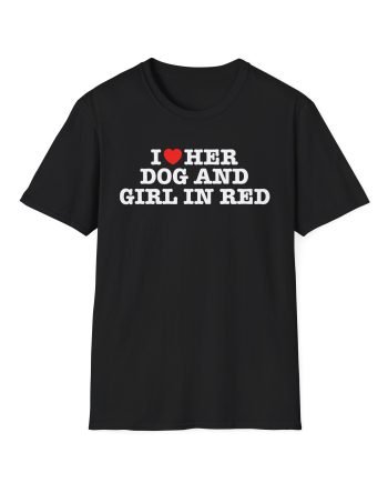 Girl in Red I Heart Her Dog Unisex Softstyle T-Shirt