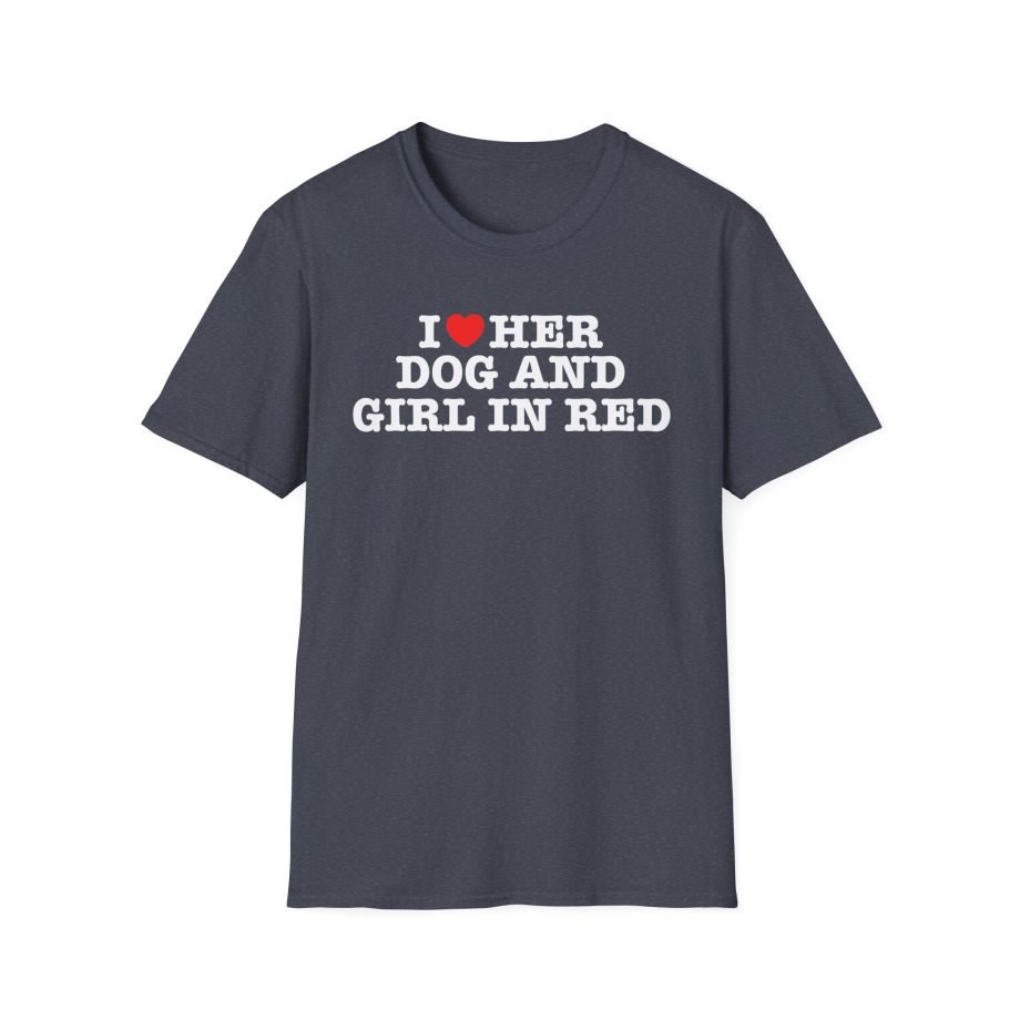 Girl in Red I Heart Her Dog Unisex Softstyle T-Shirt