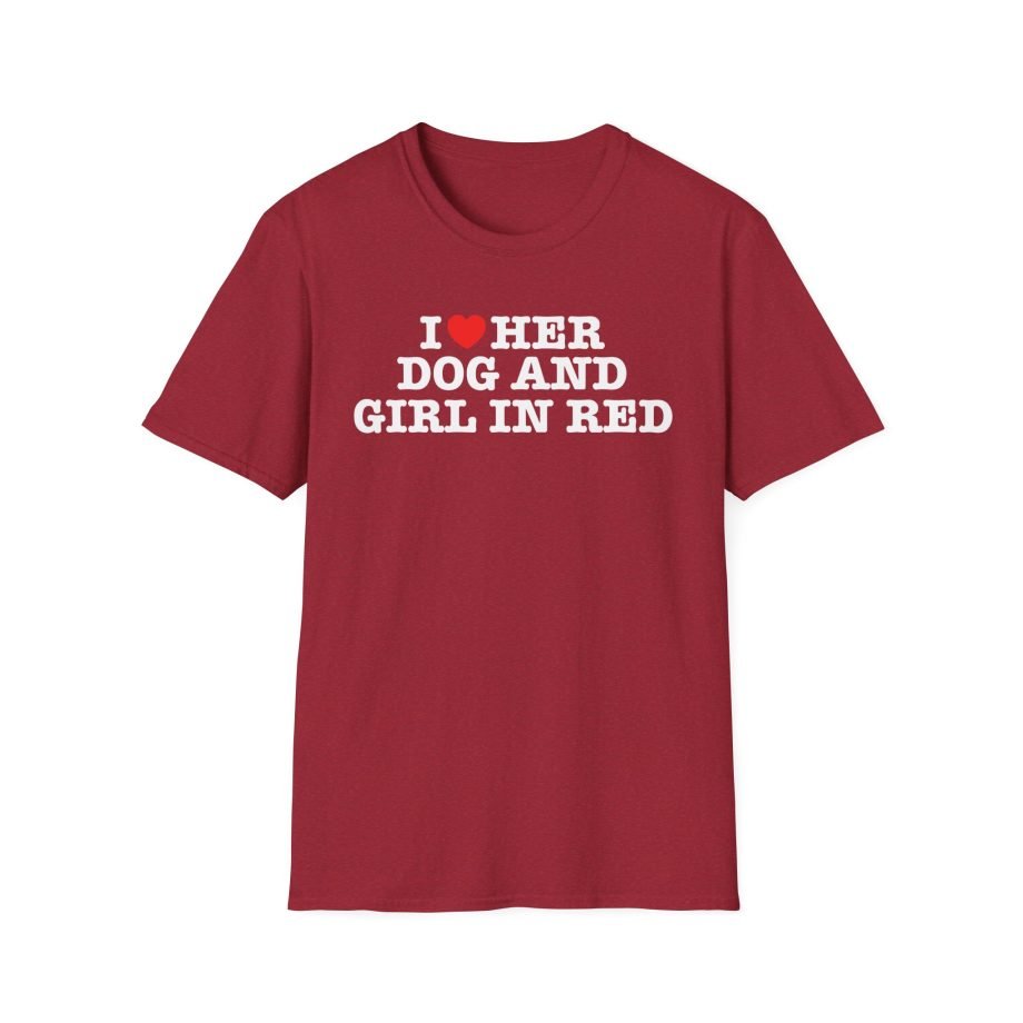 Girl in Red I Heart Her Dog Unisex Softstyle T-Shirt