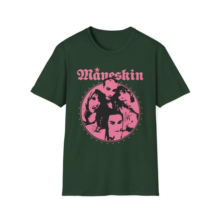 Maneskin Pink Fisheye Band Unisex Softstyle T-Shirt