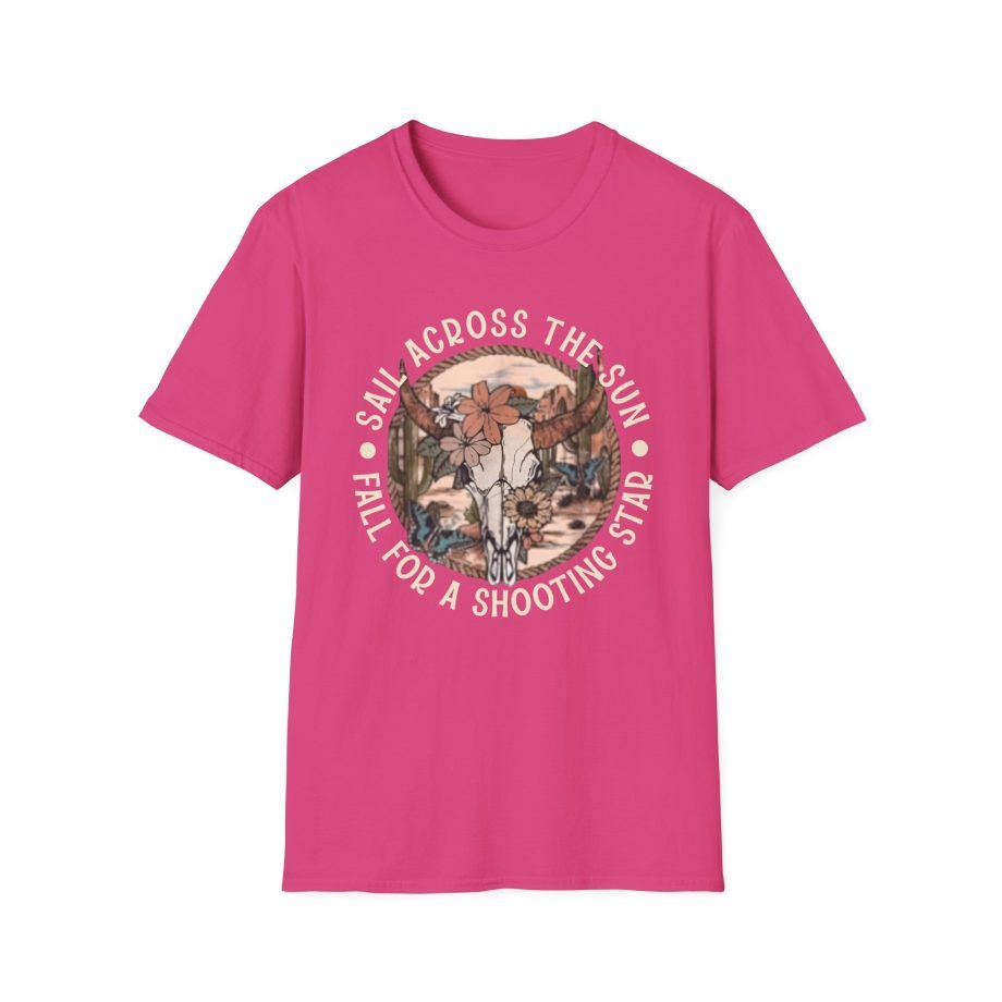 Sail Across the Sun Fall for a Shooting Star Country Skull unisex softstyle t-shirt