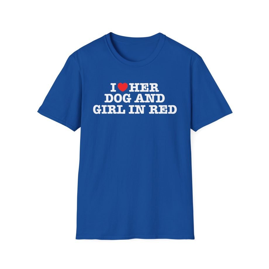 Girl in Red I Heart Her Dog Unisex Softstyle T-Shirt