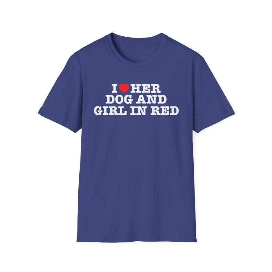 Girl in Red I Heart Her Dog Unisex Softstyle T-Shirt