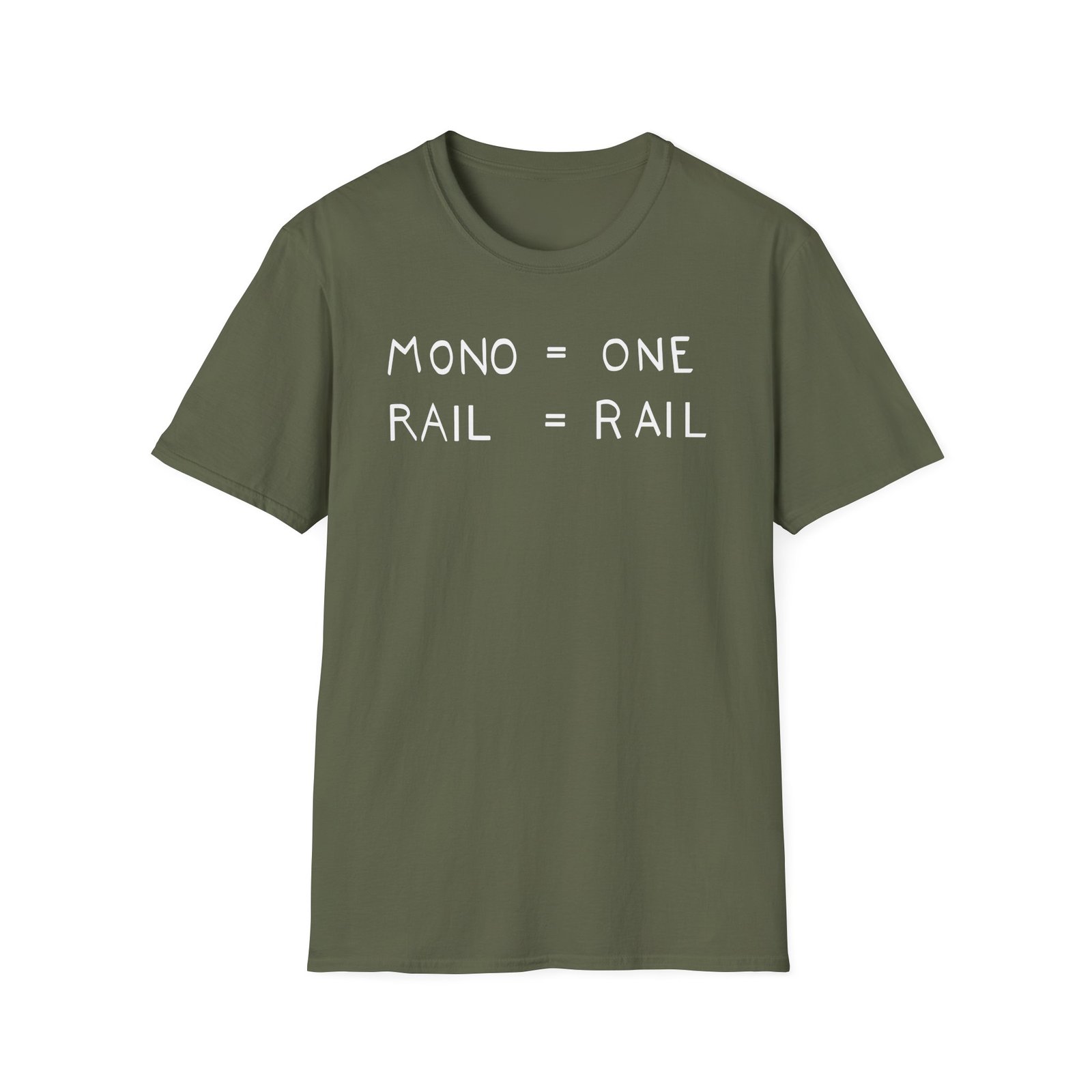 Rock Bottom Mono Means One and Rail Means Rail Unisex Softstyle T-Shirt