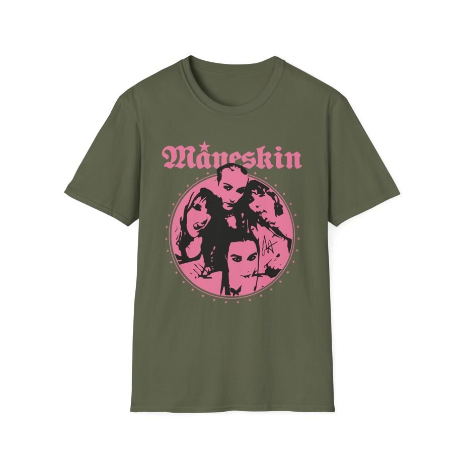 Maneskin Pink Fisheye Band Unisex Softstyle T-Shirt