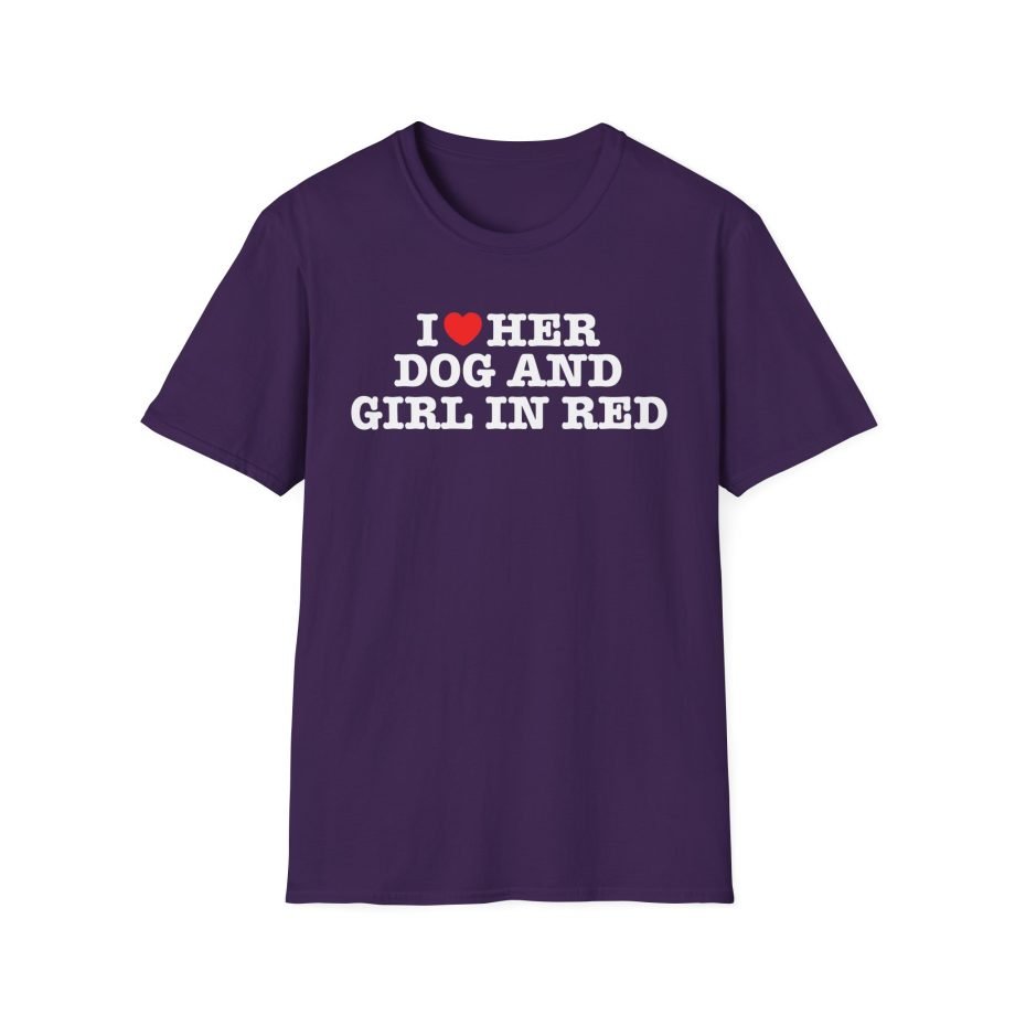 Girl in Red I Heart Her Dog Unisex Softstyle T-Shirt