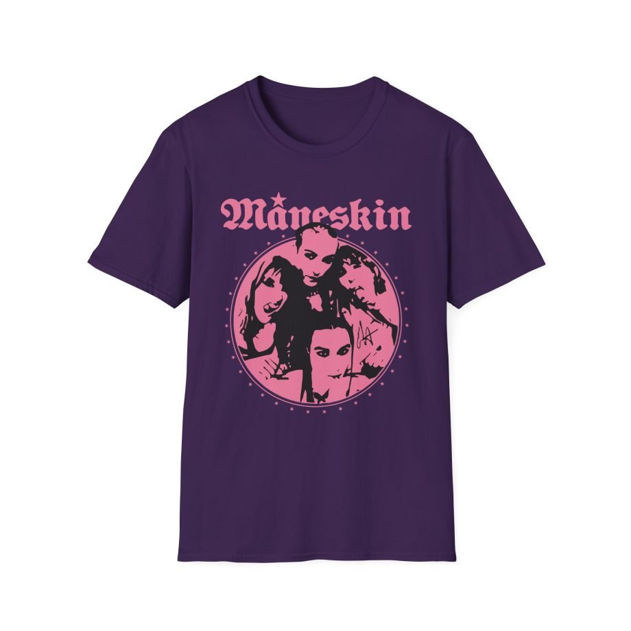 Maneskin Pink Fisheye Band Unisex Softstyle T-Shirt