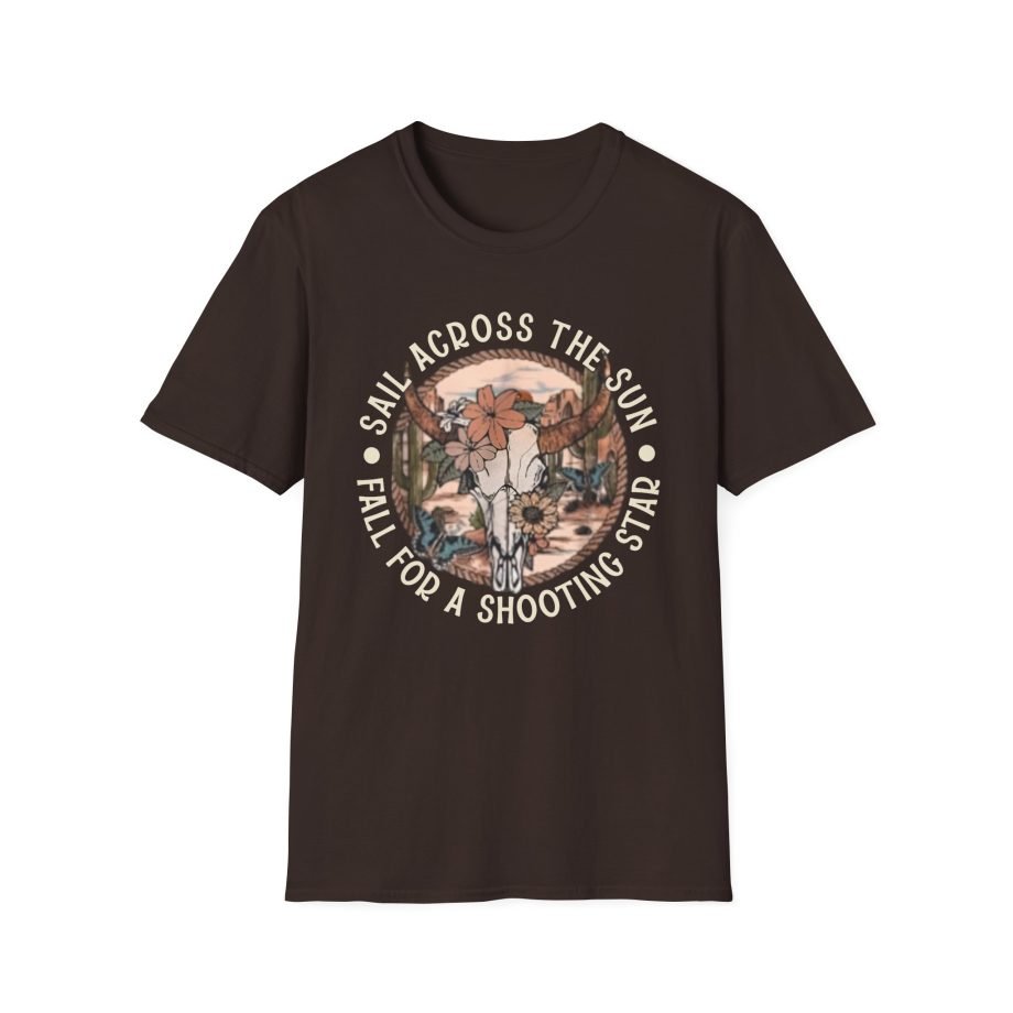 Sail Across the Sun Fall for a Shooting Star Country Skull unisex softstyle t-shirt
